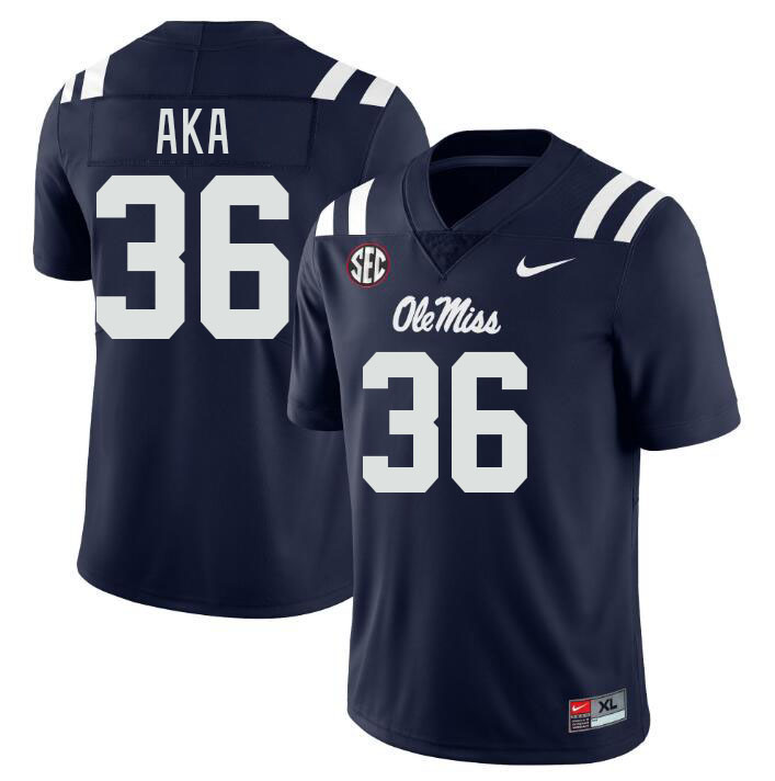Ole Miss Rebels #36 Joshua Aka College Football Jerseys Stitched Sale-Navy